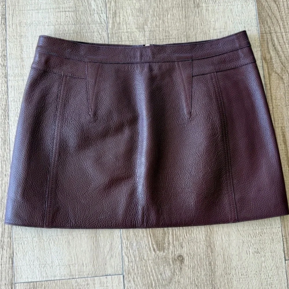 Alexander Wang Calf Leather Mini Skirt Sz 6 - Picture 2 of 5
